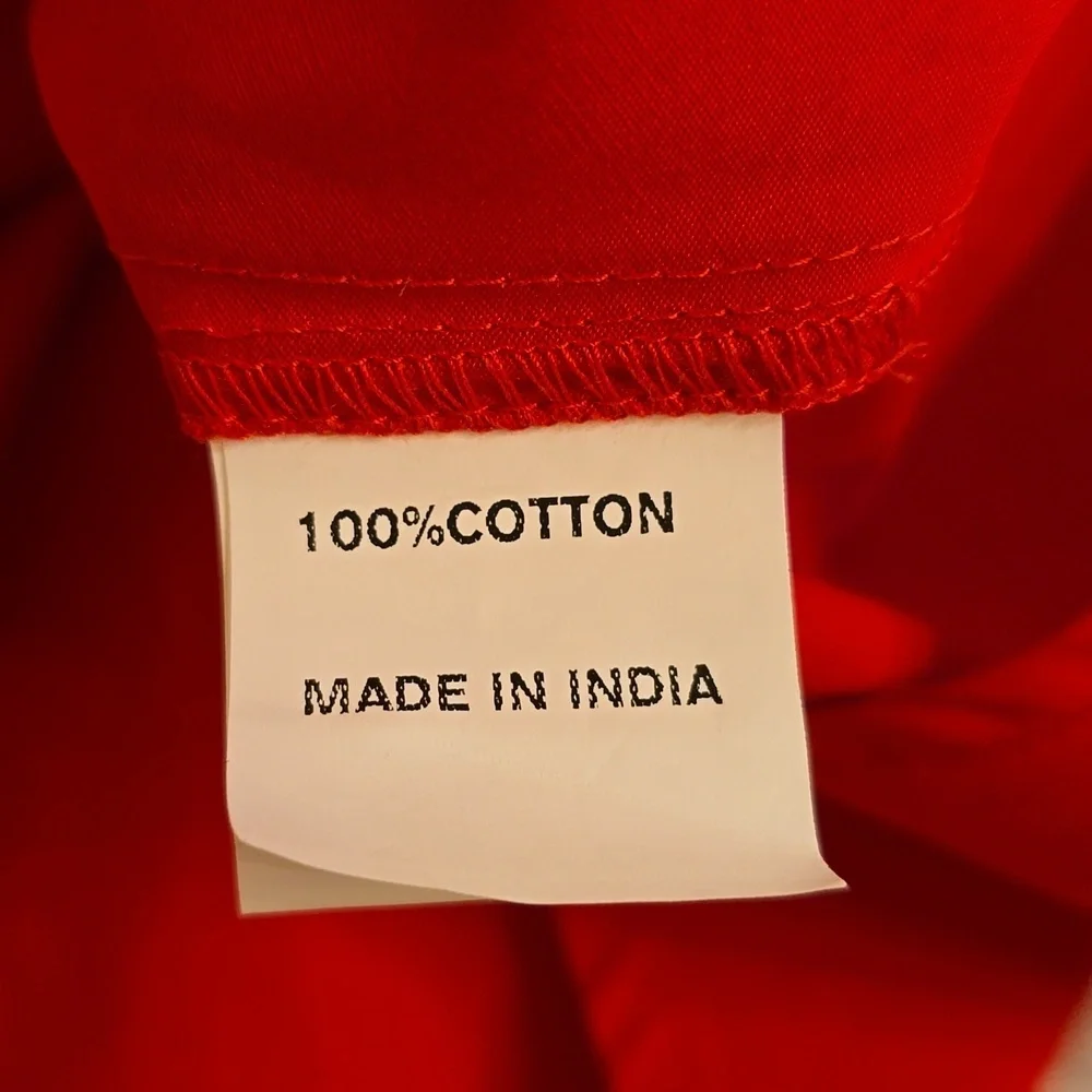 eShakti Cotton Vibrant Red Mini Dress - Picture 14 of 16